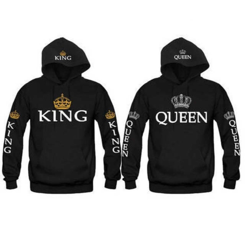 King and Queen Hoodies// Matching Sleeves//crown Hood//couple Etsy Canada
