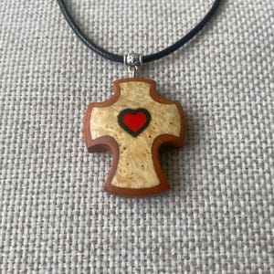 Handmade Wooden Cross Pendant with Epoxy Resin