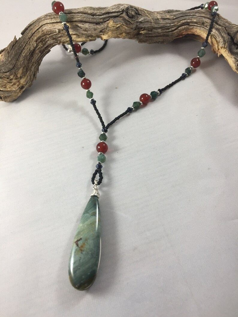 Artistic Bohemain Blue Mountain Jasper Beaded Necklace