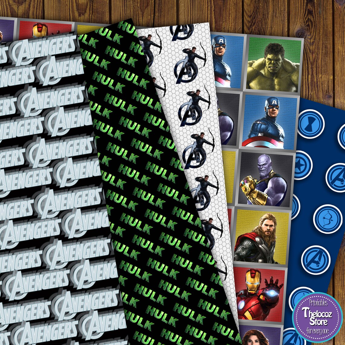 Avengers digital papers Avengers scrapbook Avengers Etsy
