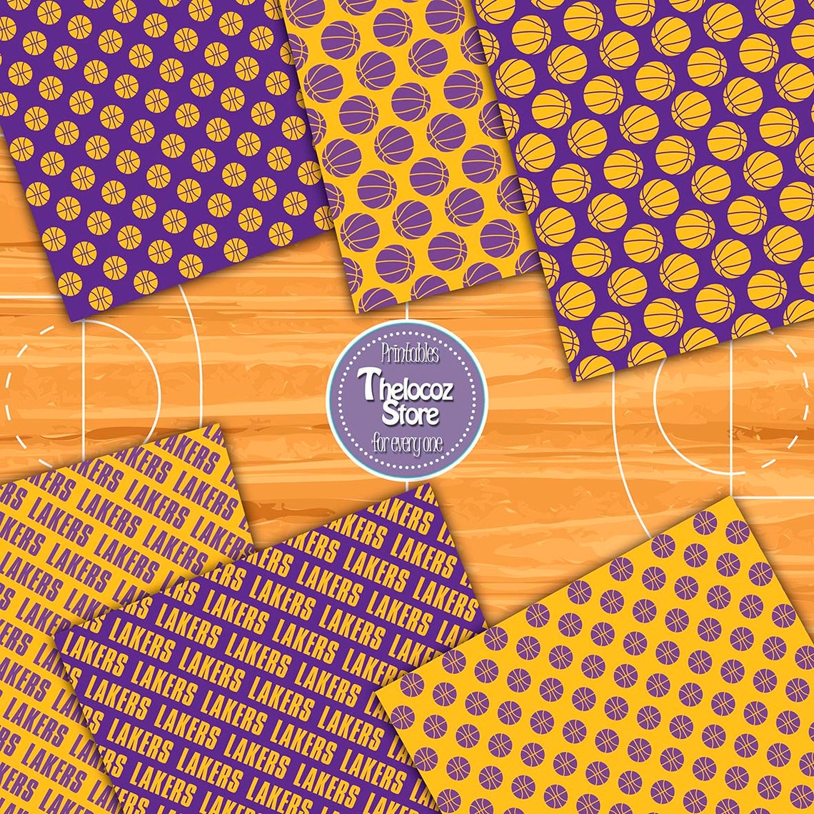 Los Angeles Lakers digital paper Los Angeles Lakers | Etsy