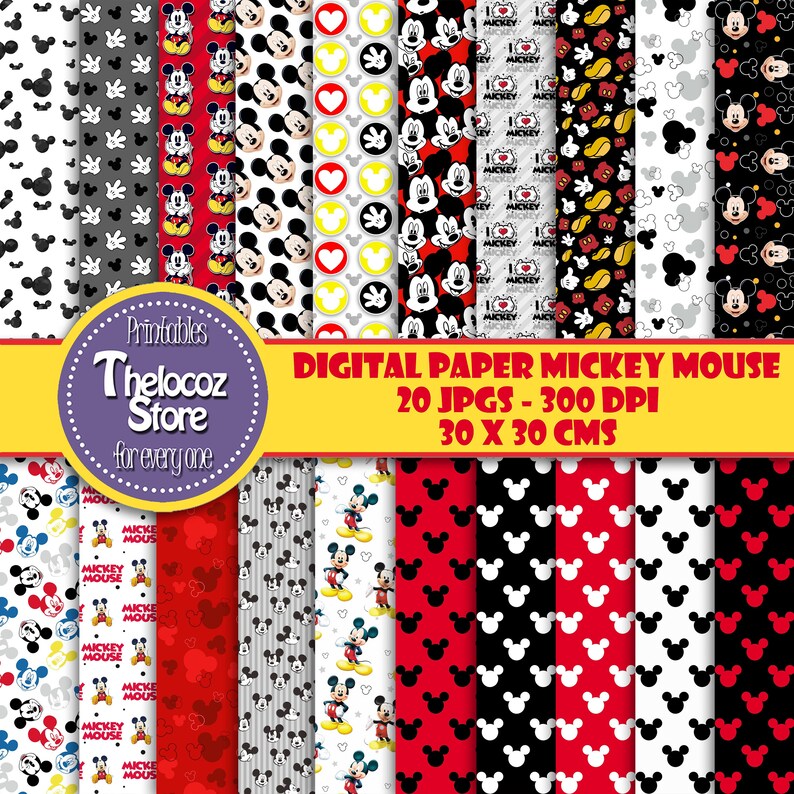 Mickey Mouse digital papers Mickey scrapbook Mickey patterns Etsy