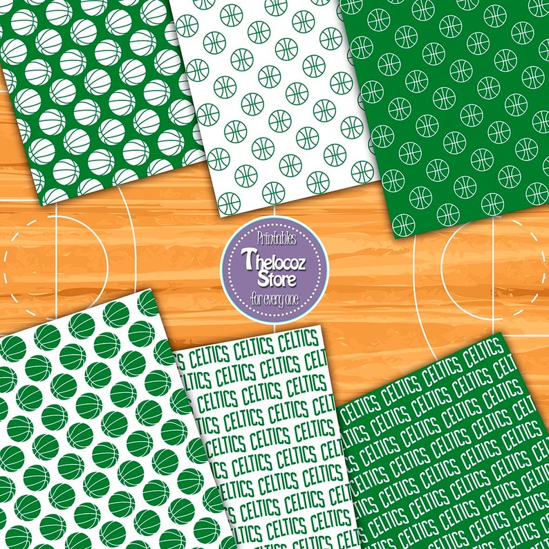 Boston Celtics digital paper Boston Celtics scrapbook Boston Etsy