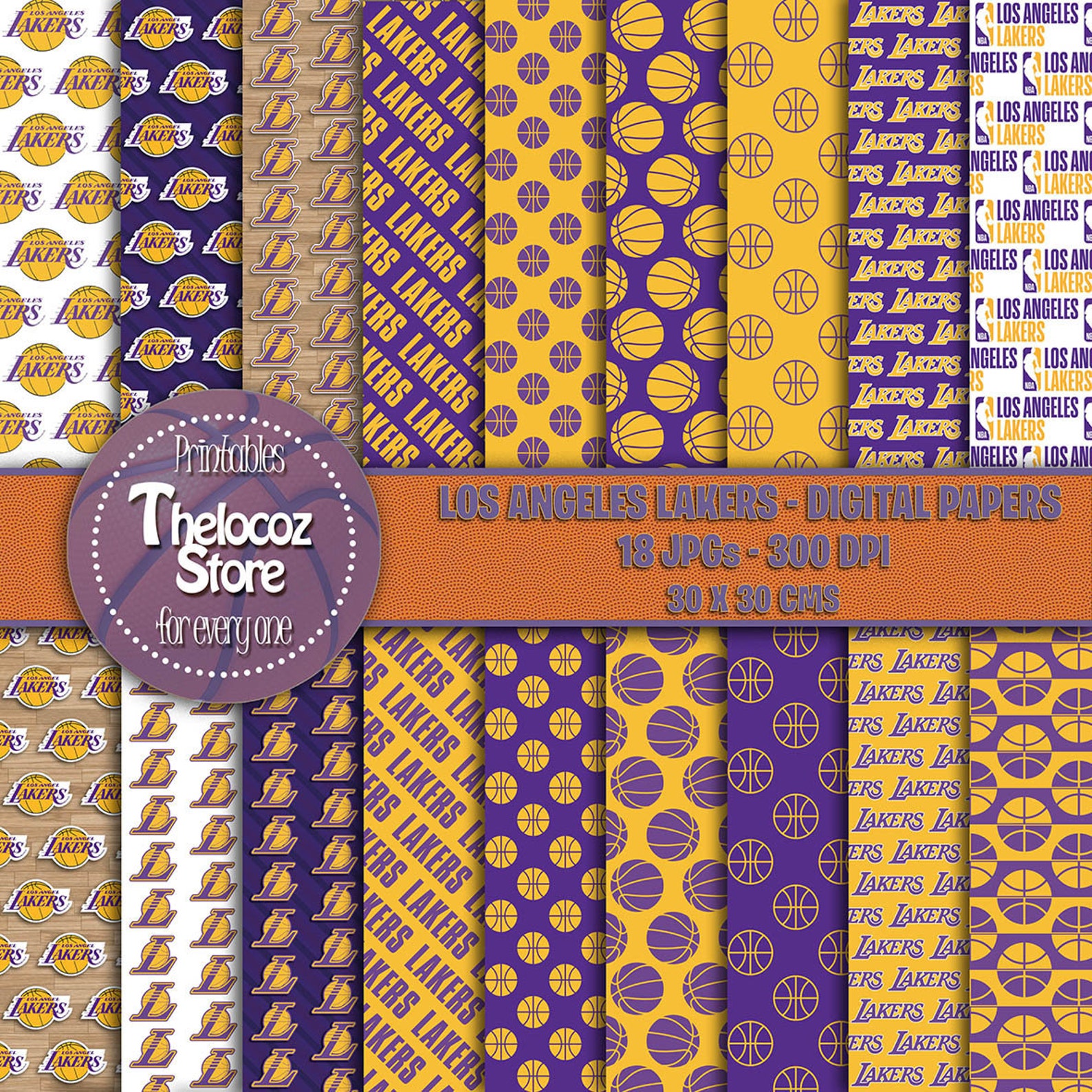 Los Angeles Lakers digital paper Los Angeles Lakers | Etsy
