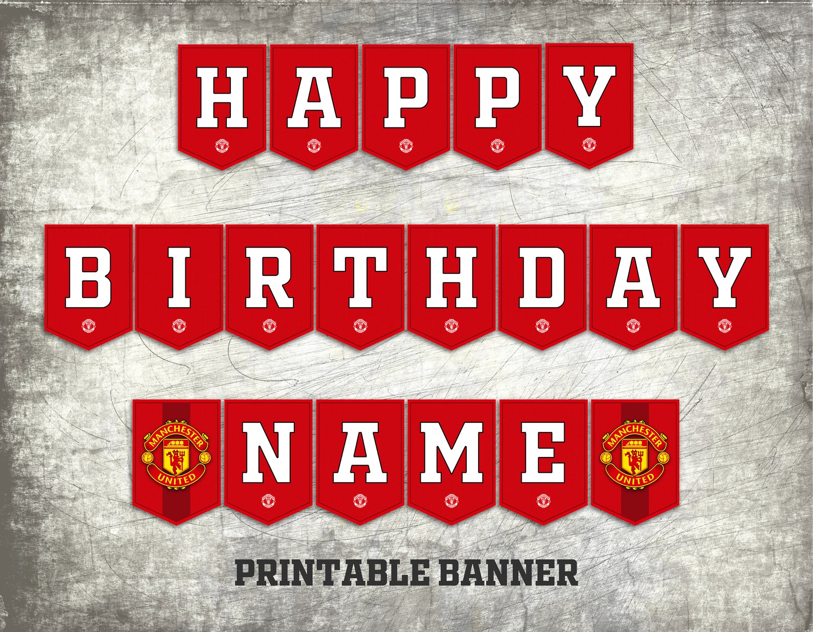 Manchester United Printable Banner Manchester United Happy | Etsy