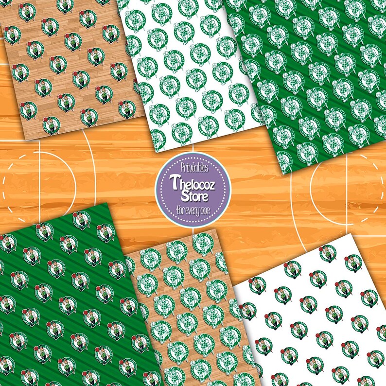 Boston Celtics digital paper Boston Celtics scrapbook Boston Etsy