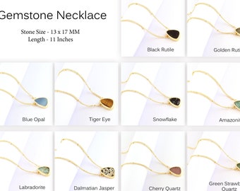 Gold Plated Gemstone Necklace: Handmade Beaded Brass Chain