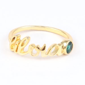 18k Gold Plated Initial Ring, Adjustable Hydro Quartz Sizeable Ring For Her, Gift For Her
