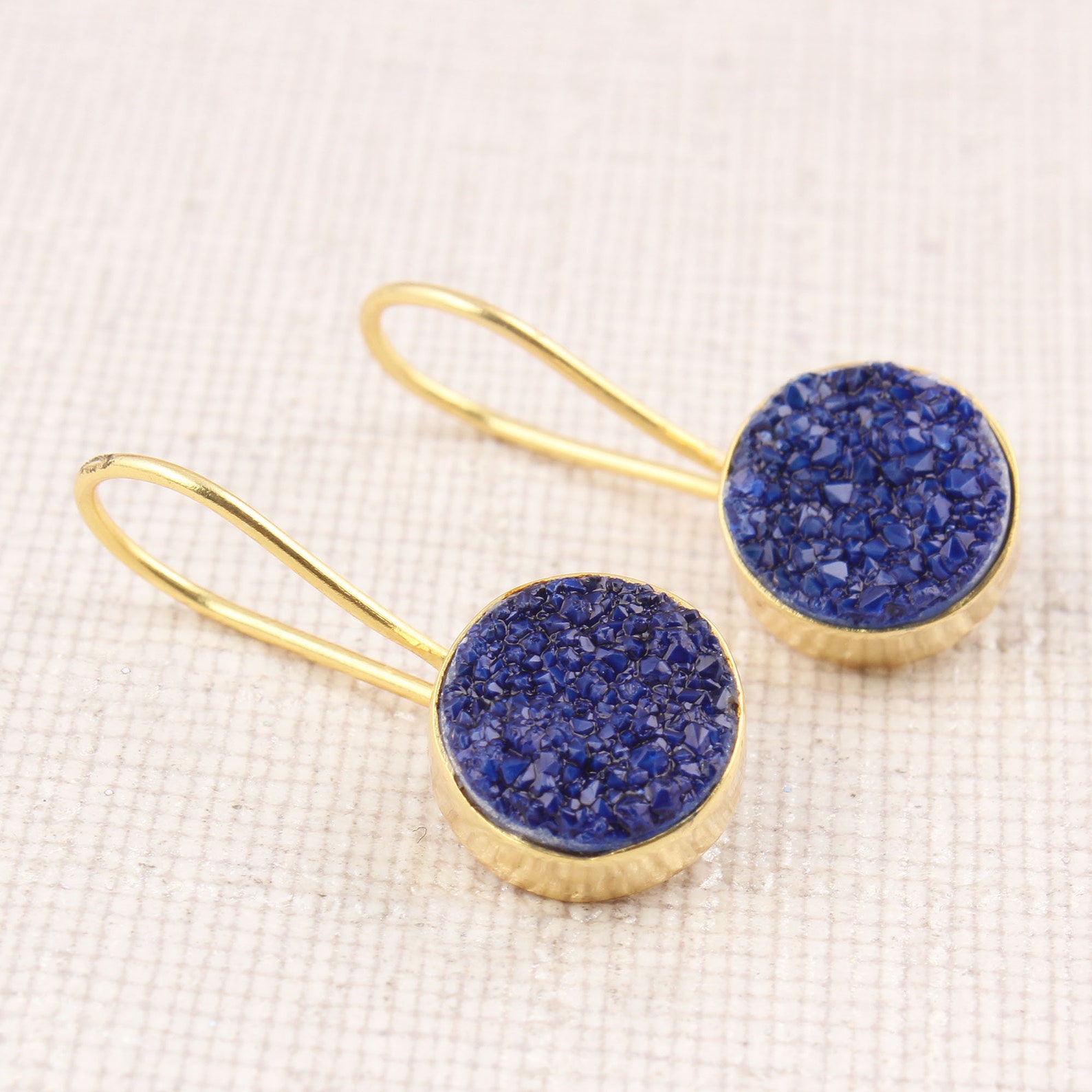 Natural Agate Druzy Earrings Sugar Druzy Earring Yellow Gold Etsy