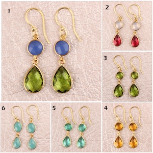 Quartz Earring | Checker Cut Hydro Quartz Gold Plated Drop Earring, Bezel Set Earring For Her Birthstone Earrings For Women Quartz Earrings
