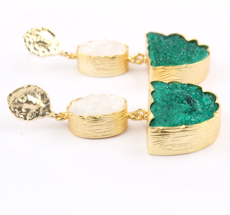 Yellow Gold Plated Earring Sugar Druzy Earrings Green Earrings Her Blue Druzy Earrings Natural Agate Druzy Earrings Pink Druzy Earrings