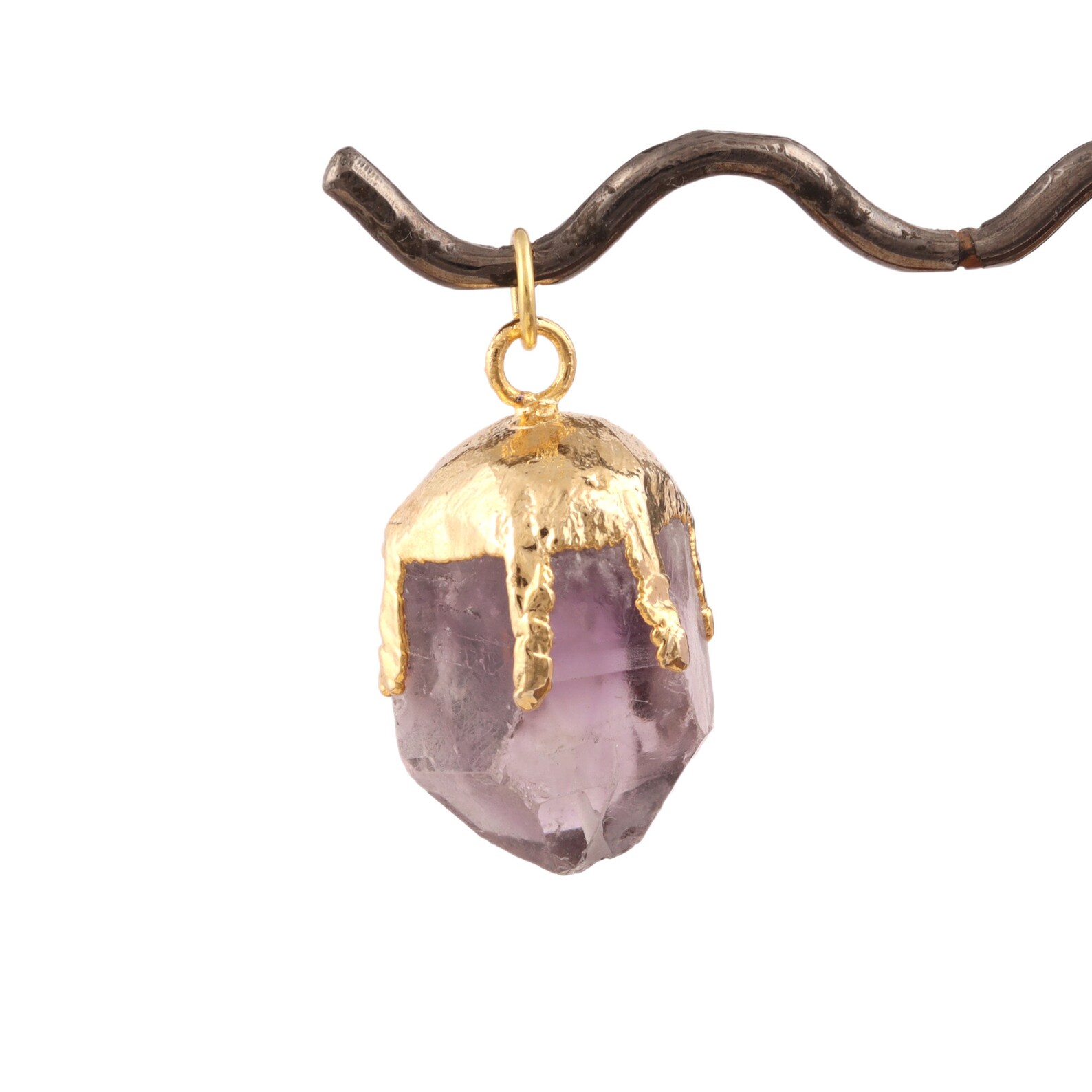 Amethyst Crystal Necklace Pendant 24k Gold Plated Pendant For Etsy