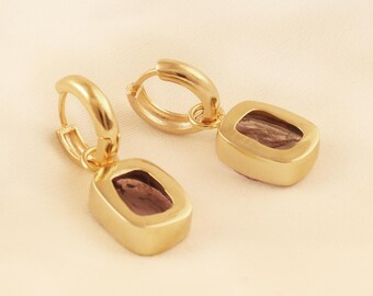 ゴールドメッキのチェリークォーツクリップオンイヤリング：ミニマ