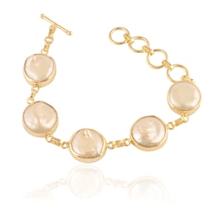 Pearl Bracelets For Women Toggle Bracelet | Natural Pearl Gold Plated Handmade Bracelet | Statement Bracelet Gift For Her Pearl Bracelet