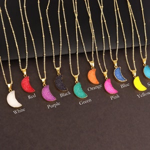 Halskette Druzy Mondsichel Halskette | Natürliche Zucker Druzy vergoldet Kabel Kette Halskette | Kristall Druzy Minimalist Halskette