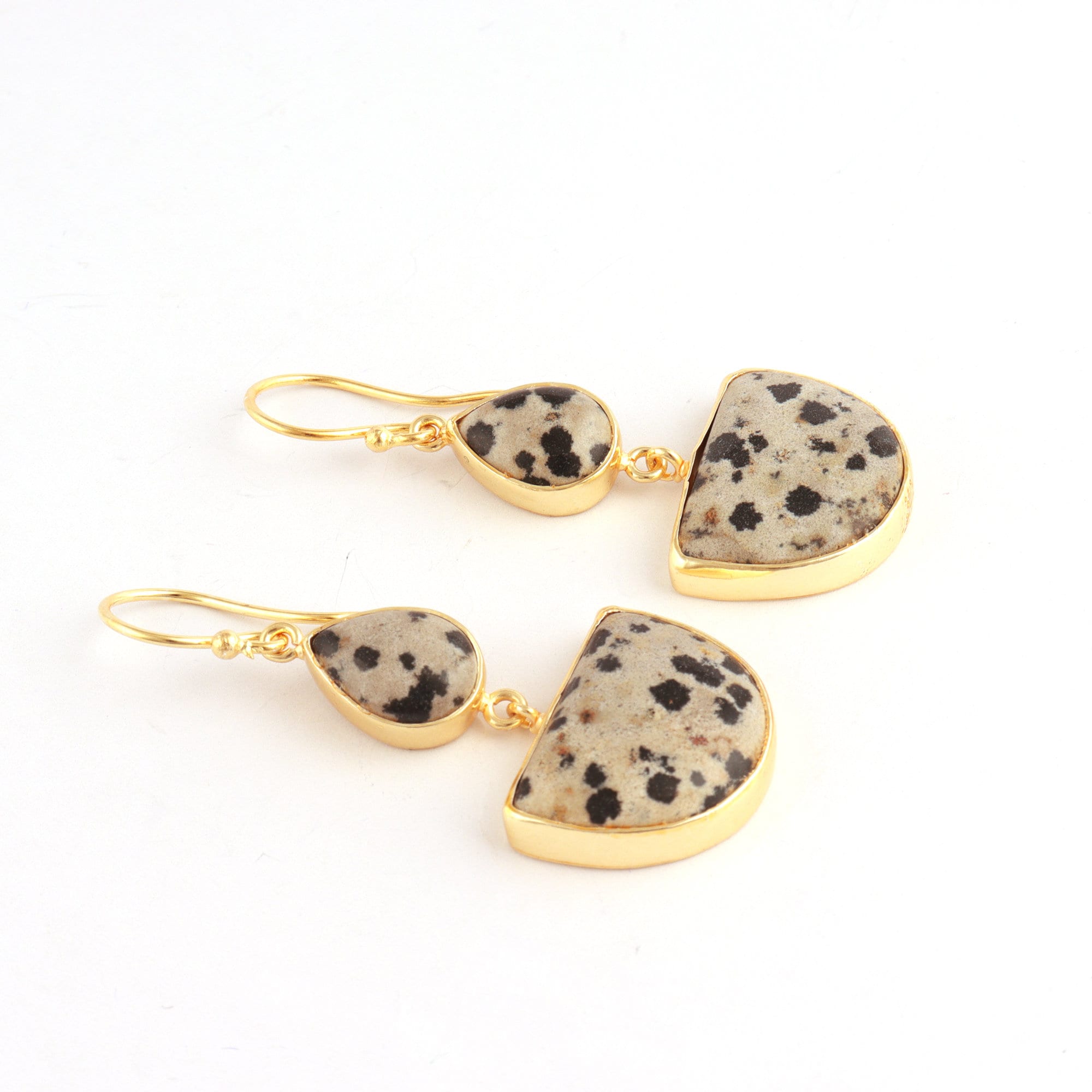 Natural Stone Bohemian Drop Earrings - Gold Plated Dangle Earrings For Women - View #6