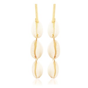 Pendientes colgantes de concha de cauri bañados en oro: joyería bohemia hippie