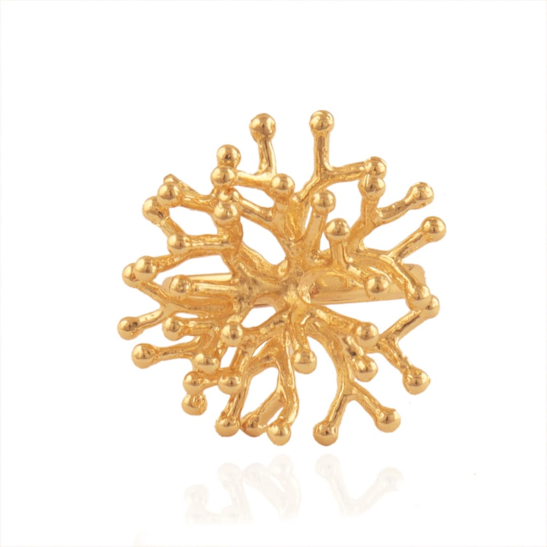 Gold Plated Brass Tree Ring - Adjustable Statement Jewelry - Etsy