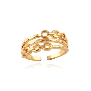 Link Chain Ring, Layer Ring ,Shine Gold Ring, Gold Plated Adjustable Ring, Fashion Jewelry Ring, Stackable Ring, everyday Chain Ring For Her