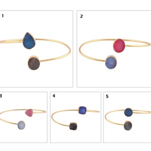 Druzy Armband Armreif | Offener Armreif | Zucker Druzy Vergoldet Verstellbare Armreifen, Druzy Schmuck Armband | Statement Armreif Geschenk für Frauen