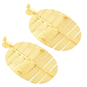 Oversized Gold Plated Earrings: Matte Finish Brass Statement Jewelry image 3