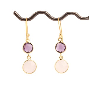 Pearl Chalcedony Drop Gold Earrings | La Isla Jewelry