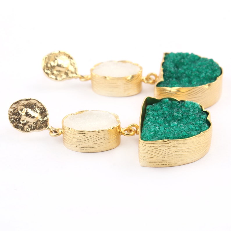 Yellow Gold Plated Earring Sugar Druzy Earrings Green Earrings Her Blue Druzy Earrings Natural Agate Druzy Earrings Pink Druzy Earrings
