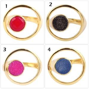 Druzy Ring | Rosa Kalcedon Socker Druzy Förgyllda Justerbara Ringar, Antik Ring För Kvinnor Rund Ring Druzy Smycken Statement Ring