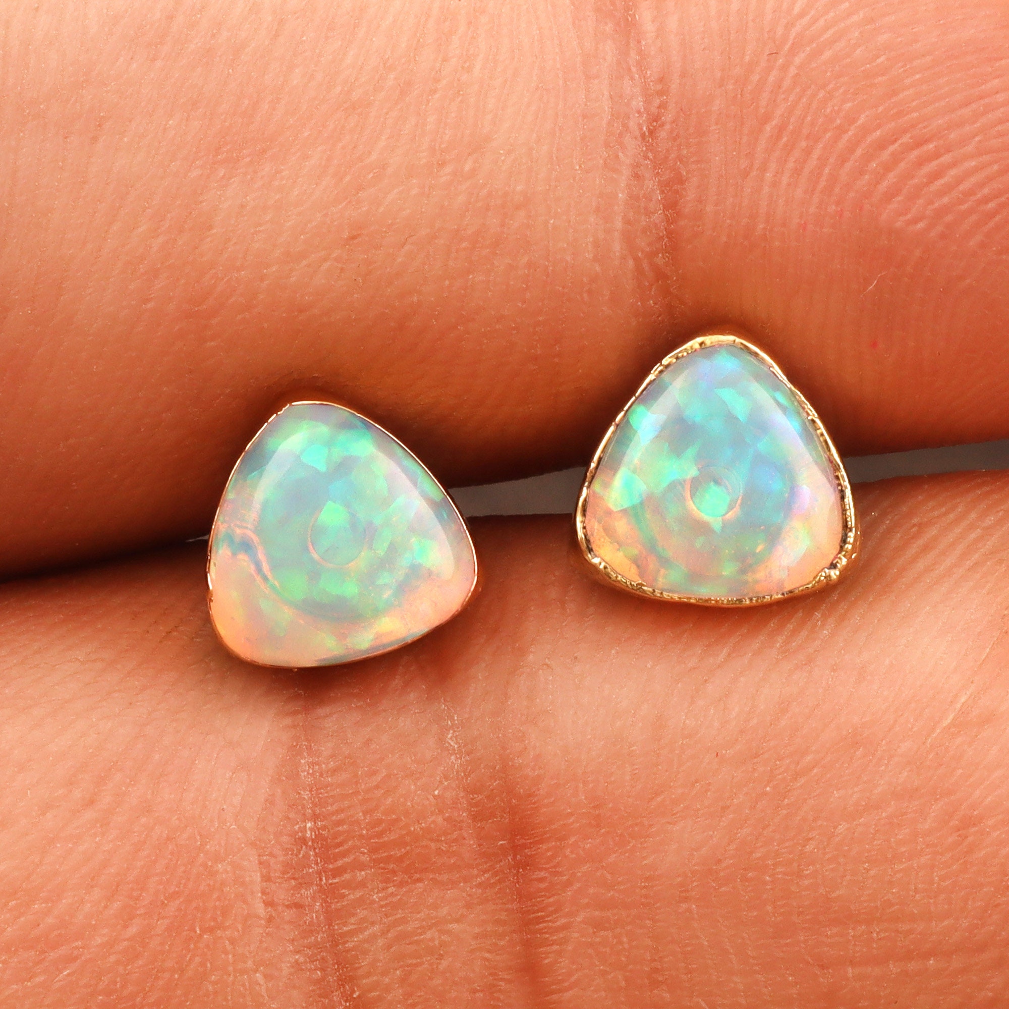 Stackable Crescent Moon Opal Stud Earring - The Chubby Paw
