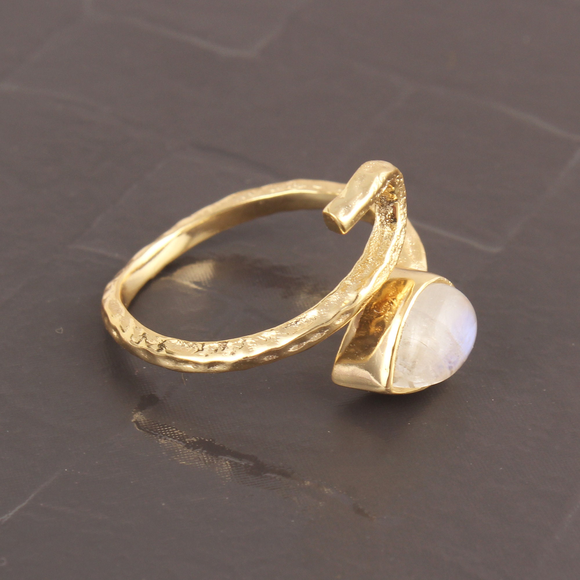 Labradorite Ring Rutile Gold Plated Adjustable Rings Gift | Etsy