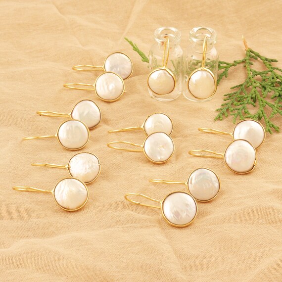 Gold Plated Freshwater Pearl Earrings: Bezel Set Boho Jewelry - Etsy