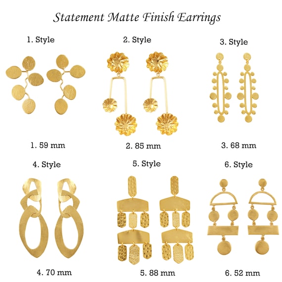 Oversized Brushed Gold Plated Earrings: Matte Finish Brass Vermeil