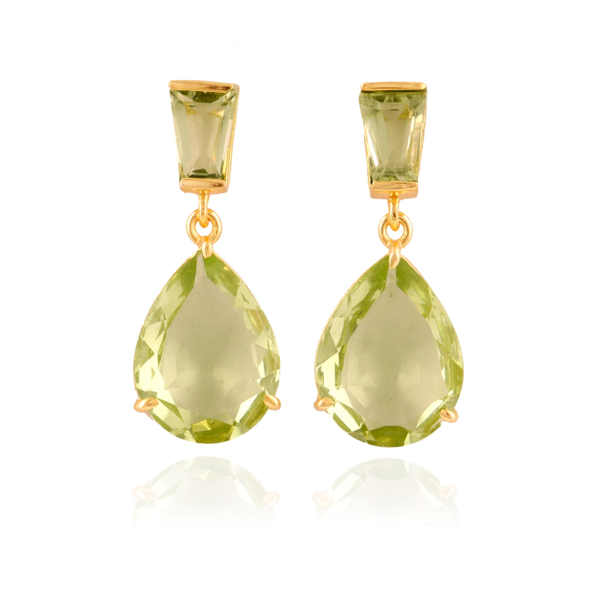 Faceted Cut Quartz Gold Plated Drop Dangle Earring Peridot - Etsy