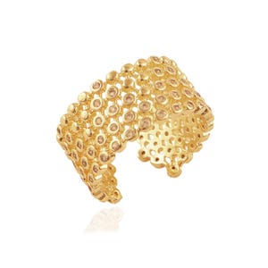 Micro Pave Zirconia Ring, Zirconia Adjustable Ring 18k Gold Plated Rings, Rings, Fashion Rings, Gift For Her, Minimalist Ring Statement Ring