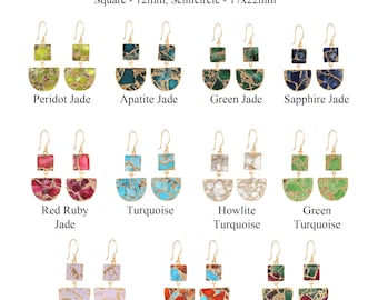 Mojave Turquoise Jade Earrings: Gold Plated Dangle Earrings