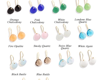 Heart Earrings, Chalcedony Hydro Quartz Gemstone Gold Plated Drop Earrings, Earrings Supplies, Jewelry Supplies Wholesale, Earrings For Her