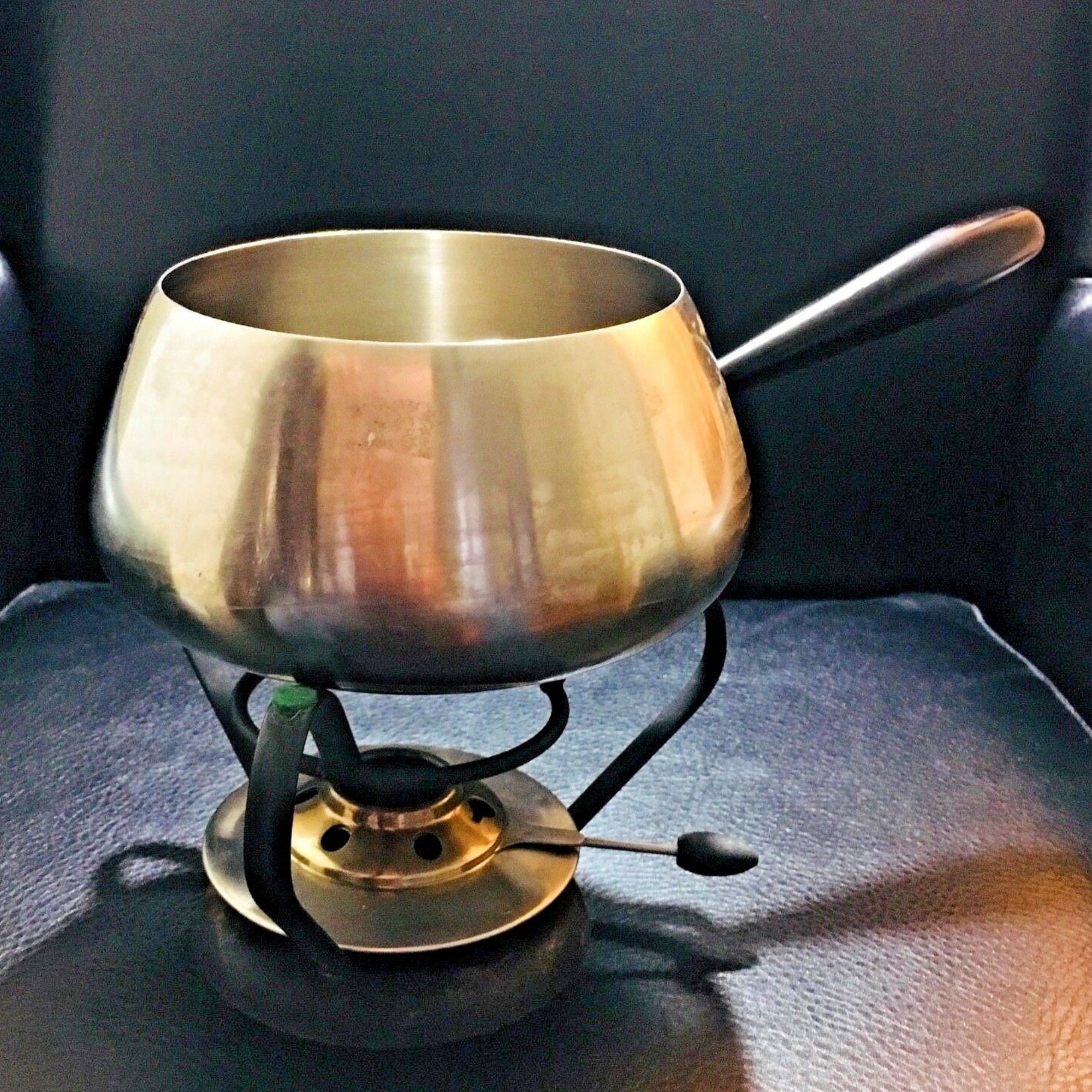 Vintage Fondue Burner Set with Stainless Steel Pot and Melt Etsy