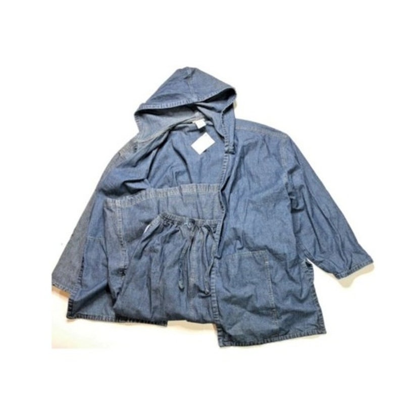 2 Piece Set Roaman/'s Denim Jean Jacket Hood Skirt