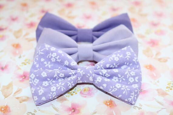 Purple Fabric Hairbows Set Of 3 Handmade Fabric Hair Bows Etsy