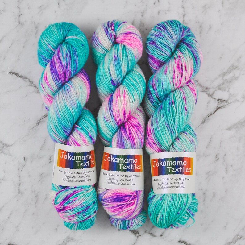 Merino Sock Yarn Sparkly Fruit Tingle Cocktail Hand Dyed Wool