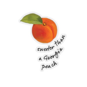 Sweeter than a Georgia Peach (Sticker) watercolor drawing usa Georgia state Southern Country Peachy laptop Travel GA Atlanta CP PEH