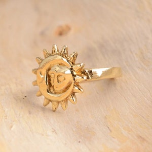 Sun Ring, Dainty Sun Ring, Rising Sun Ring, Gold Sun Ring, Spike Ring, Trendy Ring, Celestial Ring, Minimalist Ring, Brass Ring