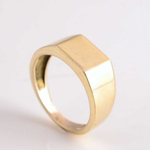 personalized Custom Made Ring, Men&#39;s Square Faced Brass Signet Ring, Classic Design, Handmade, Gifts for Him, Personalized Gifts