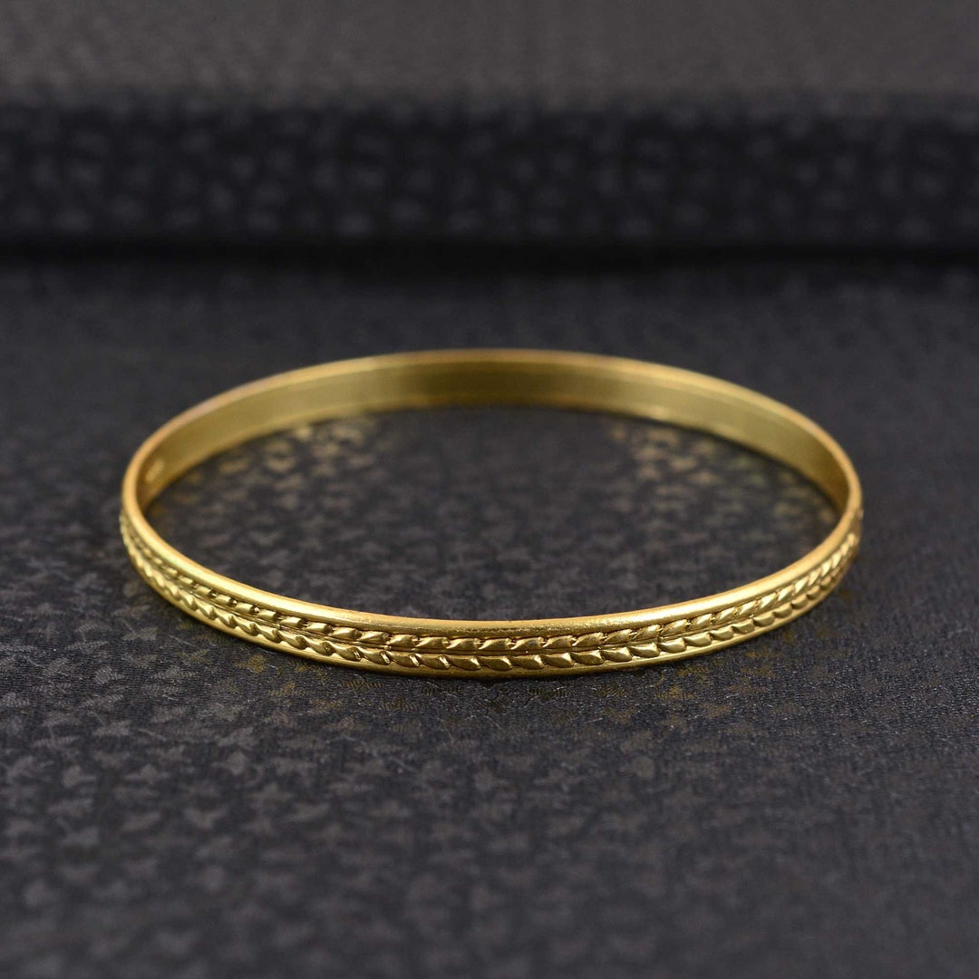 Wheat Pattern Bangle, Solid Rose Gold not Hollow 2.5mm Choose 10K, 14K ...