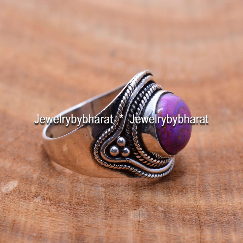 Turquoise ring,Turquoise jewelry,Purple stone ring,Gemstone ring,Silver rings,,Girlfriend ring,Gift ring,Gift for her