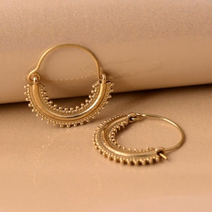 Vintage antique design handmade solid Brass and silver gorgeous hoops boho earrings bali with hanging drop bells tribal Banjara jewelry