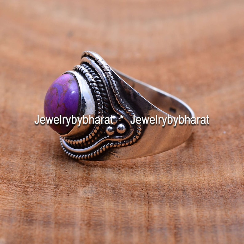 Turquoise ring,Turquoise jewelry,Purple stone ring,Gemstone ring,Silver rings,,Girlfriend ring,Gift ring,Gift for her