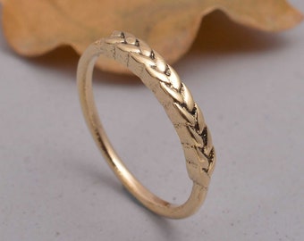 Minimalist Braided Gold Ring, Dainty Twist Band Ring, Stackable Thin Ring, Everyday Jewelry, Elegant Rope Design Ring, Gift for Her, gn-ann,
