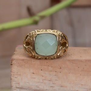 Aqua Chalcedony Ring, Unique Ring, Boho Statement Ring, March Birthstone Ring, Handmade Gift Ring Bohemian Ring for Her