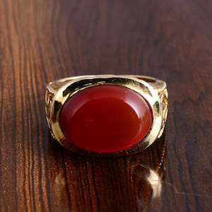 Natural Carnelian Ring, Brass ring, Handmade Jewelry, Gemstone Ring, Unique Ring, Red Agate Statement Ring,  Handmade Gemstone Jewelry